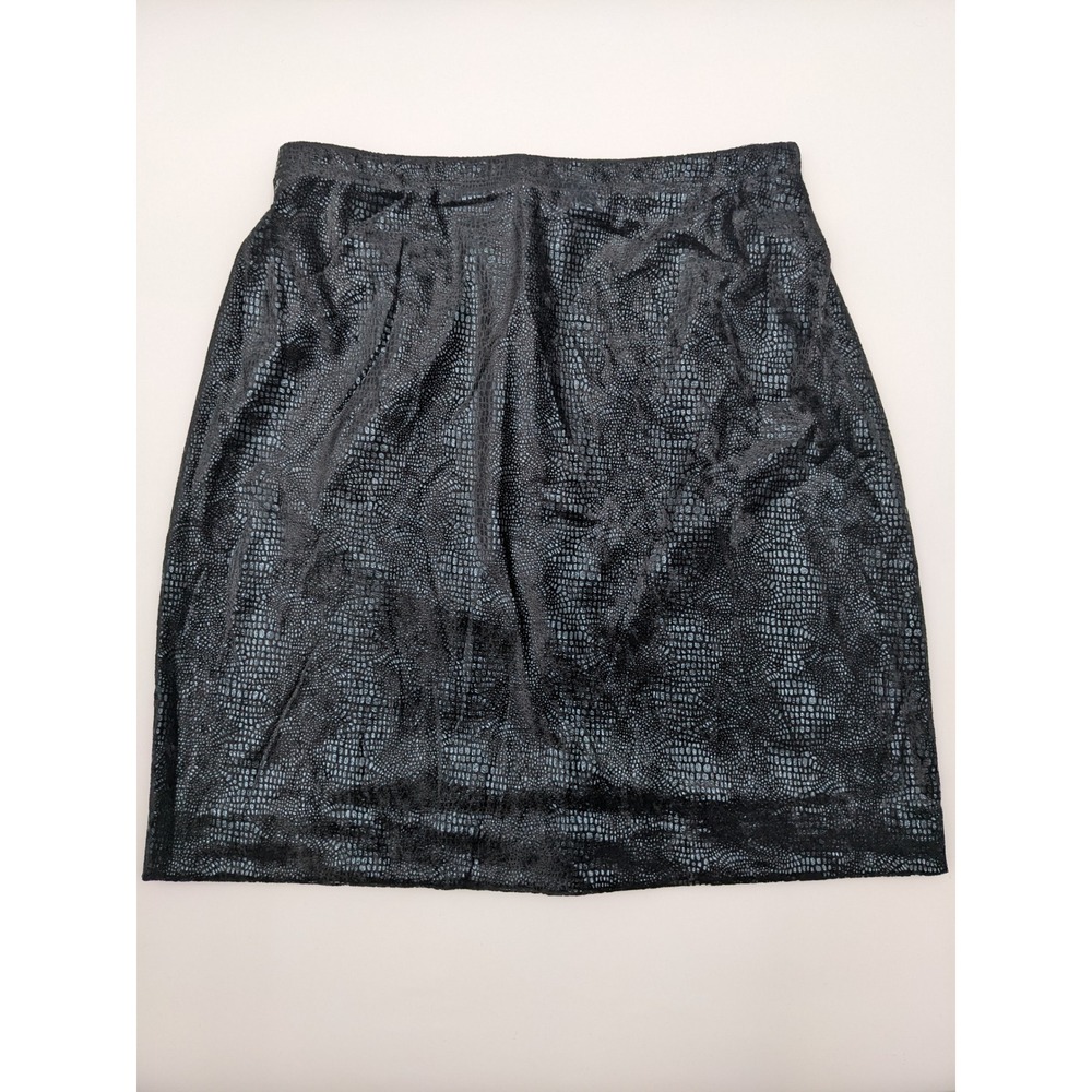 Avenue Black Metallic Snakeskin Foil Mini Skirt Plus Size 16 Edgy Goth Night Out